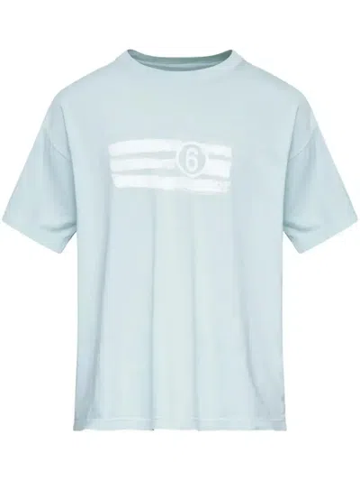 Mm6 Maison Margiela Printed T-shirt In Blue