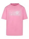 Mm6 Maison Margiela Kids Pink Printed Logo T-shirt In Pink
