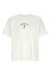 Mm6 Maison Margiela Logo Cotton Crew Neck Short Sleeve T-shirt In White