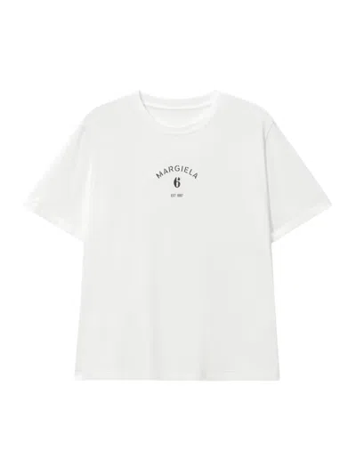Mm6 Maison Margiela Cotton Logo T-shirt For Men In White