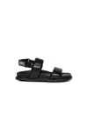 Mm6 Maison Margiela Logo Print Faux Leather Strap Sandals In Black