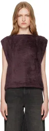 Mm6 Maison Margiela Purple & Black Furry Fleece & Cotton Jersey Blouse In 962 Dark Purple Bl