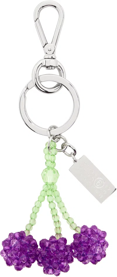 Mm6 Maison Margiela Purple Cherry Beaded Numeric Keychain