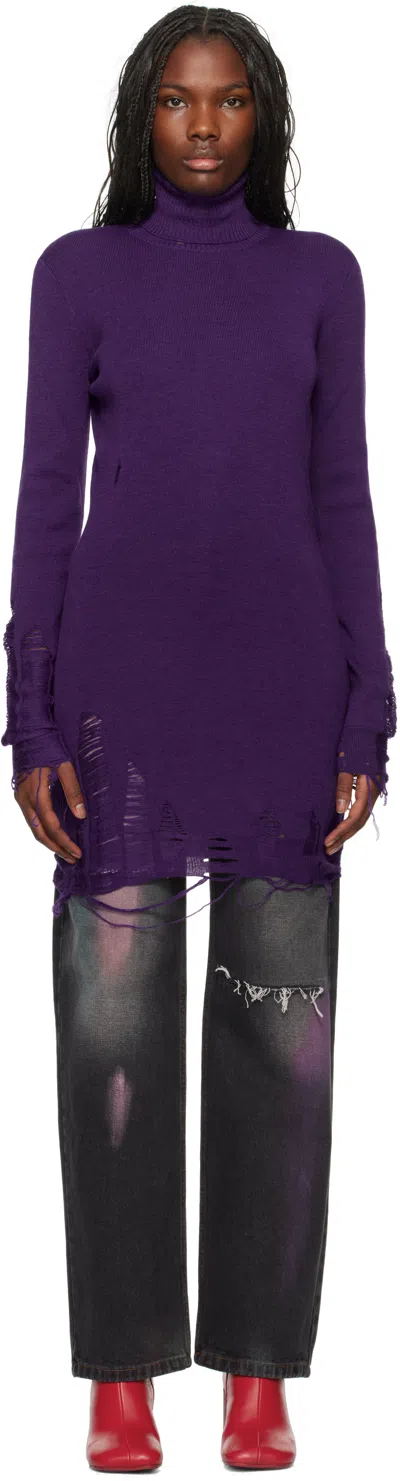 Mm6 Maison Margiela Purple Distressed Minidress In 382 Purple