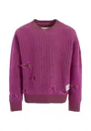 Mm6 Maison Margiela Purple Sweater For Girl With Logo In Purple