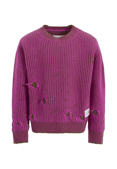 Mm6 Maison Margiela Kids' Purple Sweater For Girl With Logo