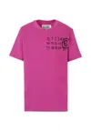 Mm6 Maison Margiela Purple T-shirt For Girl With Black Logo In Purple