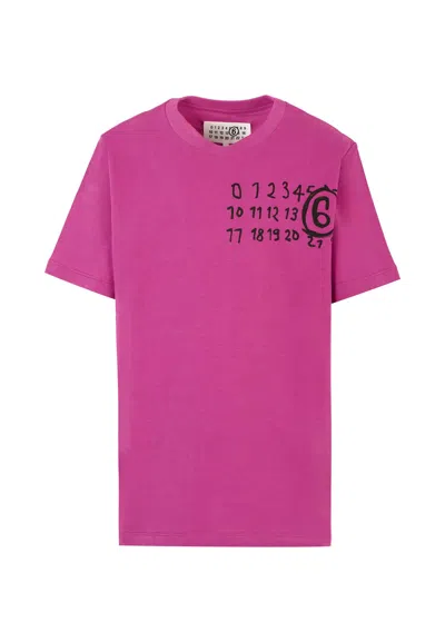 Mm6 Maison Margiela Kids' Purple T-shirt For Girl With Black Logo