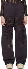 Mm6 Maison Margiela Purple Unbrushed Sweat Lounge Pants In 384 Dark Purple
