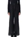 Mm6 Maison Margiela Relaxed Fit Silk Pants With Button Placket In Black