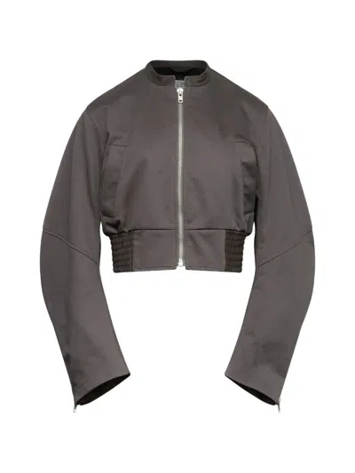 Mm6 Maison Margiela Quilted Cropped Bomber Jacket In Gray