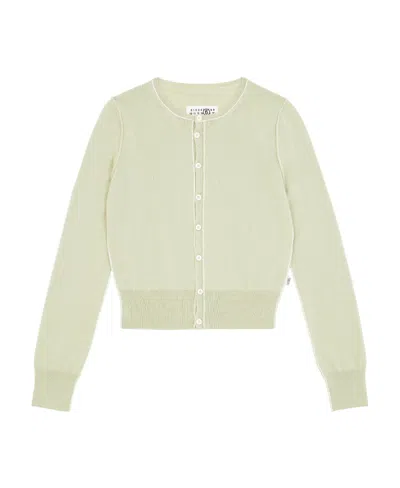 Mm6 Maison Margiela Raised-seam Fine-knit Cardigan In Green