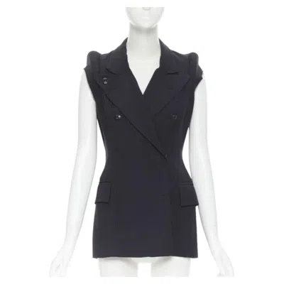 Pre-owned Mm6 Maison Margiela Rare Maison Margiela 1990 Deconstructed Padded Shoulder Cigarette Jacket It40 In Black