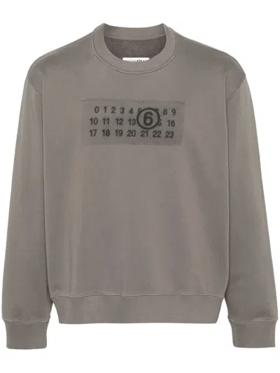 Mm6 Maison Margiela Rasterized Zip-print Sweatshirt In Grey