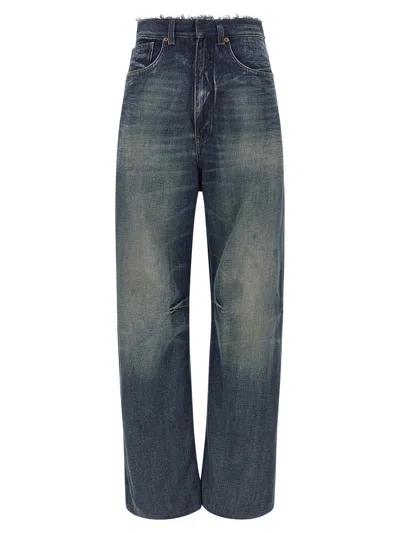 Mm6 Maison Margiela Raw Cut Band Jeans Blue In Brown