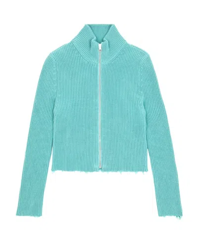 Mm6 Maison Margiela Raw-cut Cropped Cardigan In Blue