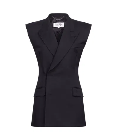 MM6 MAISON MARGIELA MM6 MAISON MARGIELA SLEEVELESS RAW-CUT EDGE WAISTCOAT