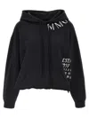 Mm6 Maison Margiela Raw Edges Hoodie With Drawstring Hood In Black