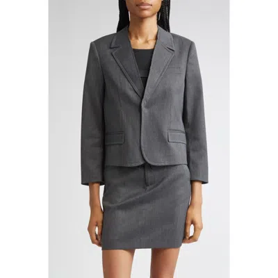 Mm6 Maison Margiela Raw Edge Single Breasted Stretch Gabardine Blazer In Gray