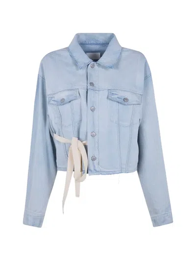 Mm6 Maison Margiela Jacket Tie Detail Chest Pockets Hem In Blue