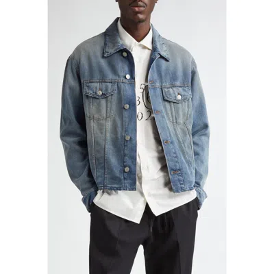Mm6 Maison Margiela Raw Hem Denim Trucker Jacket In Blue