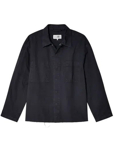 Mm6 Maison Margiela Raw-hem Shirt Jacket In Blue