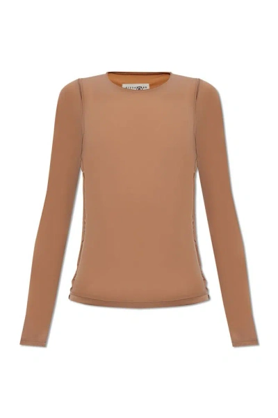 Mm6 Maison Margiela Raw Trimmed Top In Brown