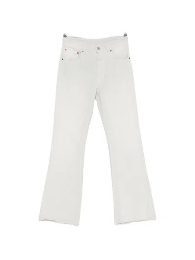 Mm6 Maison Margiela Raw-cut Flared Jeans In White