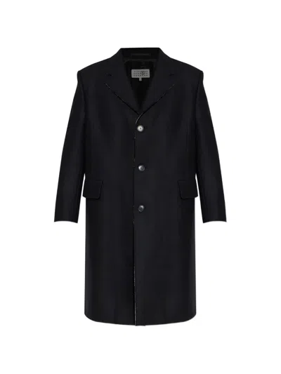 Mm6 Maison Margiela Raw-edge Finish Coat In Black
