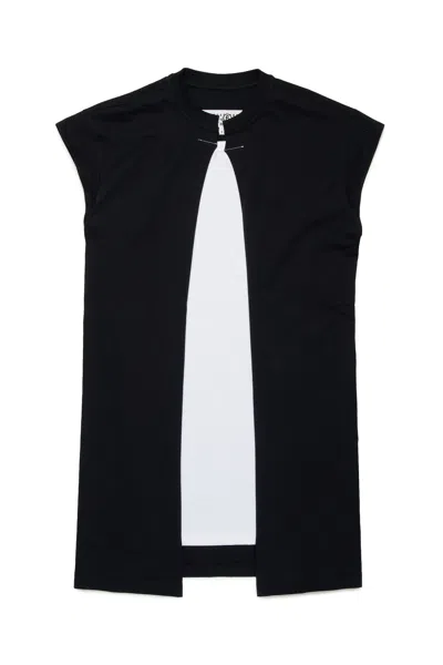 Mm6 Maison Margiela Abito Re-cut Con Dettagli A Taglio Vivo In Black
