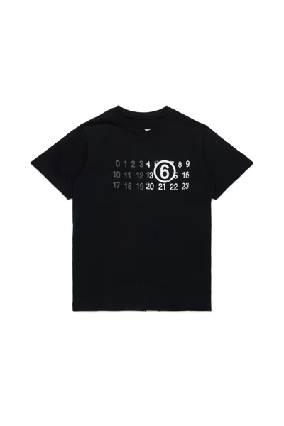 Mm6 Maison Margiela T-shirt Re-cut Con Stamp Numbers In Black