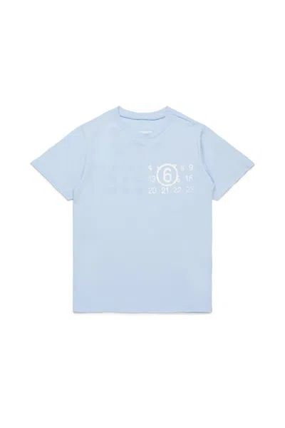 Mm6 Maison Margiela T-shirt Re-cut Con Stamp Numbers In Blue