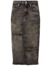 Mm6 Maison Margiela Rear Slit Denim Skirt In Grey