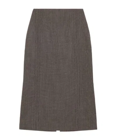 Mm6 Maison Margiela Rear-slit Midi Skirt In Gray