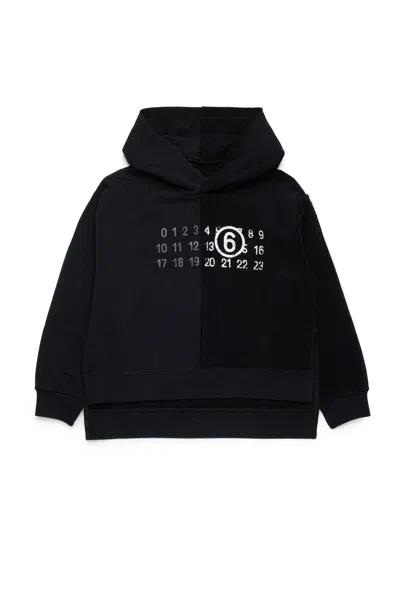 Mm6 Maison Margiela Recut Sweatshirt With Stamp Numbers In Black