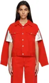 Mm6 Maison Margiela Red Cutout Denim Jacket In 312 Red