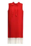 MM6 MAISON MARGIELA RED PLEATED LAYERED DRESS WITH BOW FASTENING FOR WOMEN