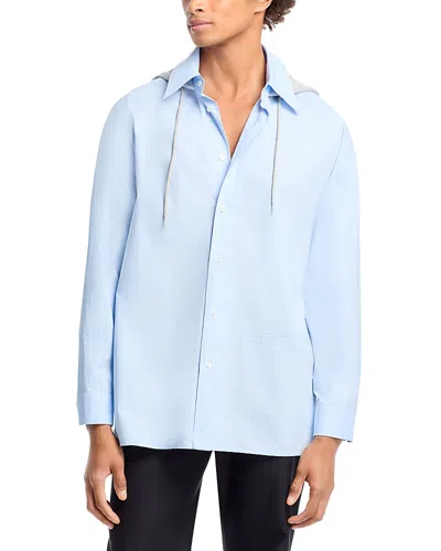 Mm6 Maison Margiela Regular Fit Hooded Shirt In Blue