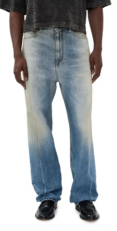 Mm6 Maison Margiela Mens Straight Leg Jeans With Worn Effect In Black