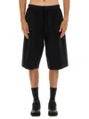 Mm6 Maison Margiela Relaxed Fit Black Shorts With Logo Detailing In Black