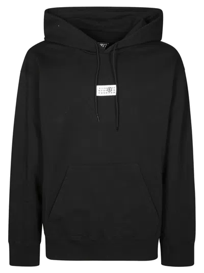 Mm6 Maison Margiela Relaxed Fit Crew Neck Sweatshirt With Ribbed Detailing In Black