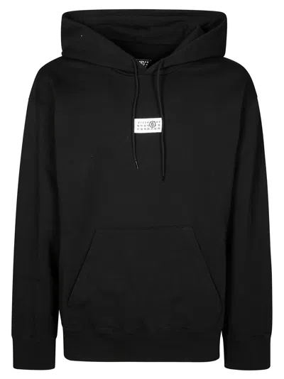 Mm6 Maison Margiela Relaxed Fit Crew Neck Sweatshirt With Ribbed Detailing In Black