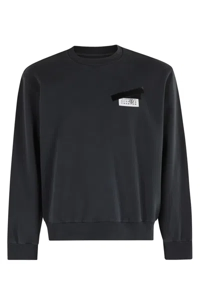 Mm6 Maison Margiela Mm6 By Maison Margiela Wool Taped Label Crewneck Sweater In Black