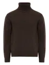Mm6 Maison Margiela Relaxed Fit Turtleneck Sweater With Ribbed Detailing In Brown