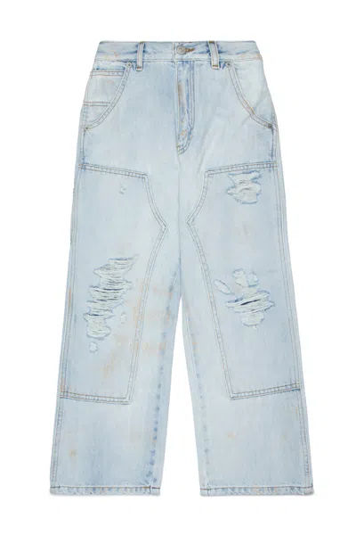 Mm6 Maison Margiela Kids' Relaxed Jeans In Light Blue Wash