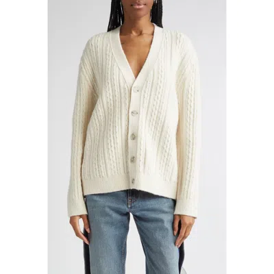 Mm6 Maison Margiela Relaxed V-neck Cardigan In White