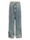 Mm6 Maison Margiela Relaxed Wide-leg Jeans With Distressed Edges In Blue