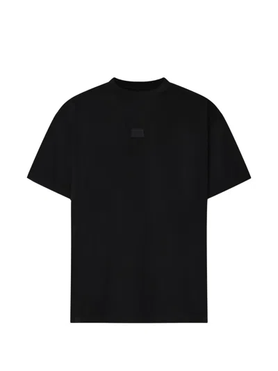 Mm6 Maison Margiela Relaxed-fit Black T-shirt With Signature Logo Patch