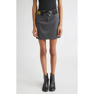 Mm6 Maison Margiela Released Waistband Stretch Gabardine Miniskirt In Gray