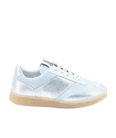 Mm6 Maison Margiela Replica Metallic Low-top Sneakers In White